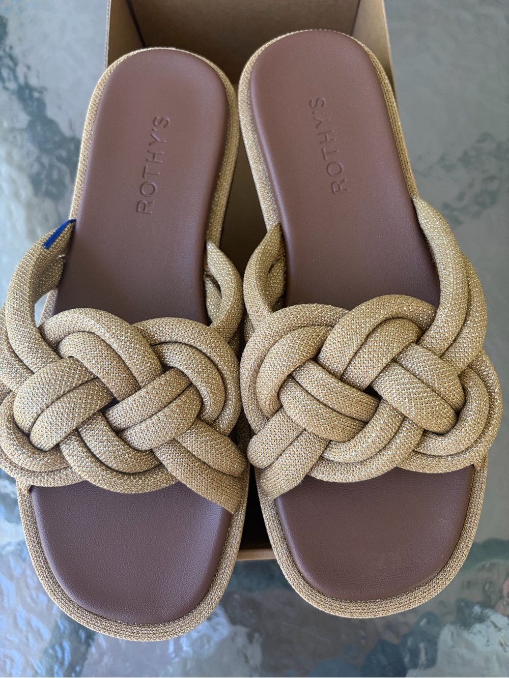 Rothys The Summer Sandal Womens 7.5 Golden Sun Slide Slip-on New!! 191-003